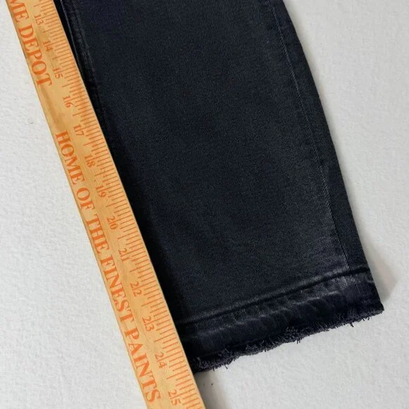 Gap Vintage Slim High Rise Black Denim Jeans Frayed Hem Womens Size 29 Petite - Picture 9 of 13